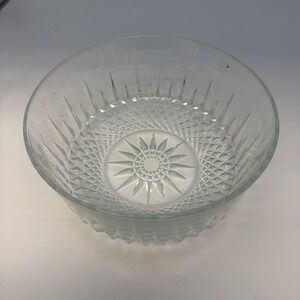 Arcoroc Glass Serving Bowl 9" Diamond Point Vtg Starburst Salad Fruit - France